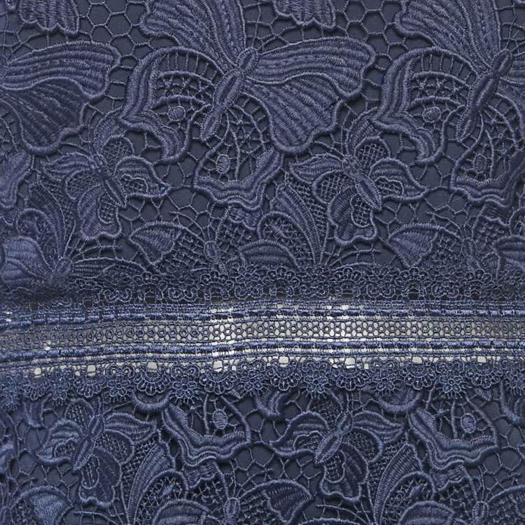 Pre Owned Alice + Olivia Navy Blue Lace Mini Dress L