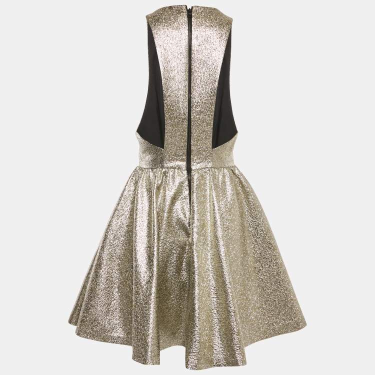 Pre Owned Alice + Olivia Metallic Brocade Sleeveless Mini Dress S