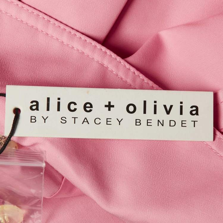 Pre Owned Alice + Olivia Pink Gabardine Belted Double Breasted Coat XS