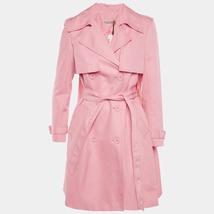 Pre Owned Alice + Olivia Pink Gabardine Belted Double Breasted Coat XS