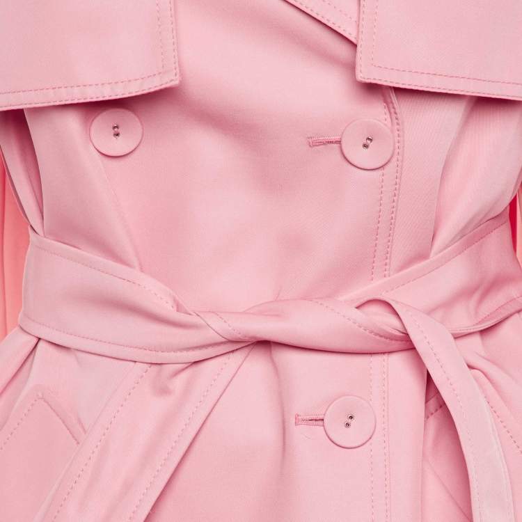 Pre Owned Alice + Olivia Pink Gabardine Belted Double Breasted Coat XS