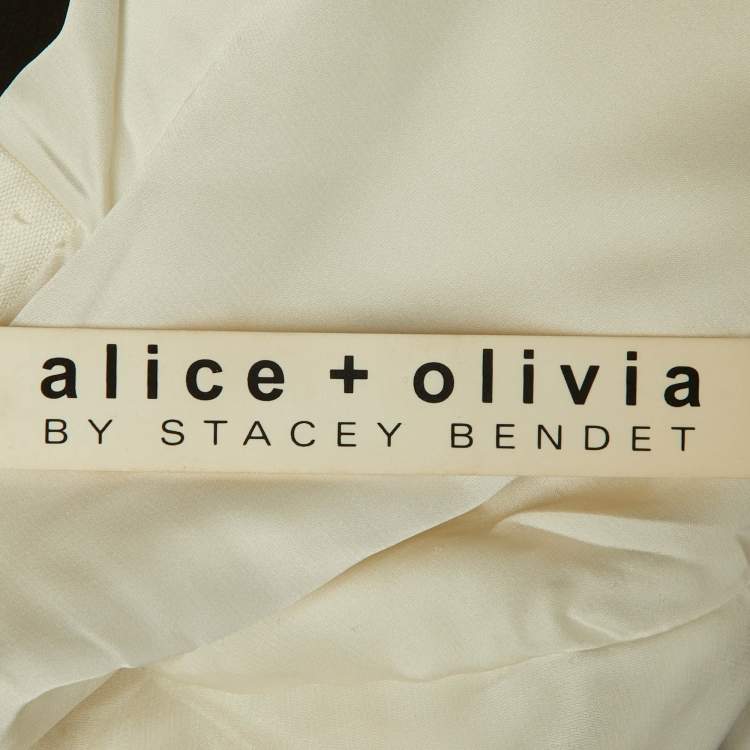 Pre Owned Alice + Olivia White Linen Blend Shawl Collar Blazer M 
