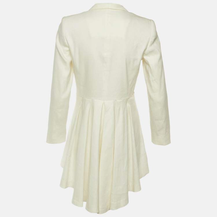 Pre Owned Alice + Olivia White Linen Blend Shawl Collar Blazer M 