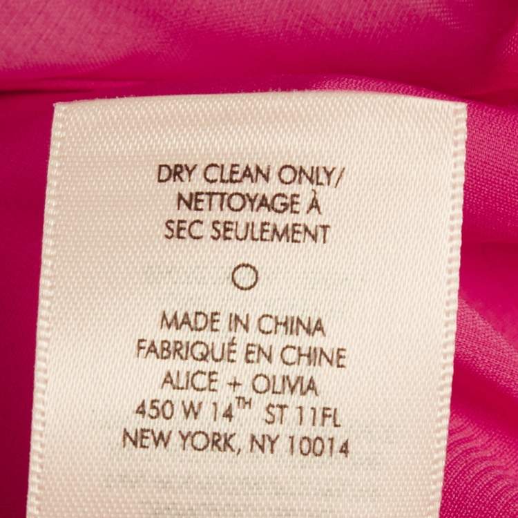 Pre Owned Alice + Olivia Pink Cotton Blend Puff Sleeve Joslyn Crop Top L