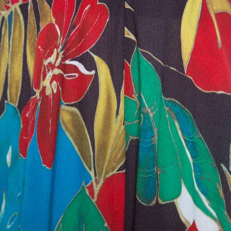 Pre Owned Alice + Olivia Multicolor Hibiscus Printed Racerback Frankie Harem Jumpsuit S