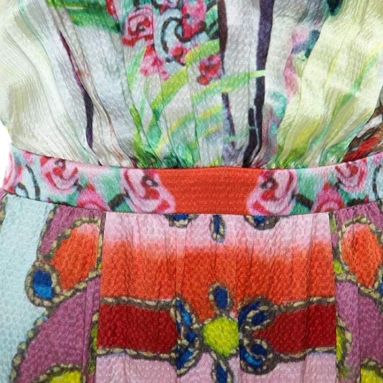 Pre Owned Alice + Olivia Multicolor Printed Silk Lola Lady Maxi Dress M
