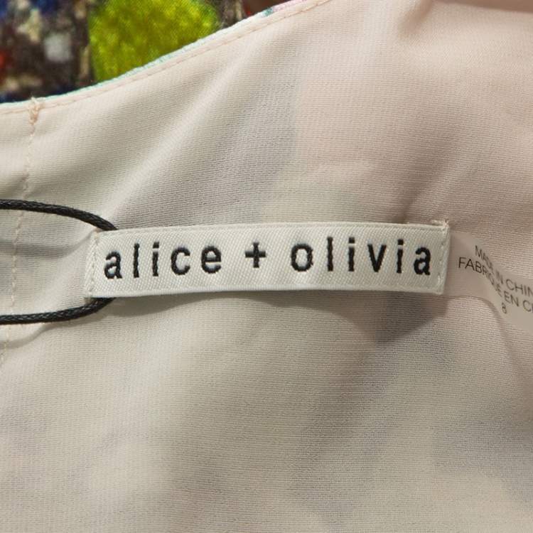 Pre Owned Alice + Olivia Multicolor Printed Silk Lola Lady Maxi Dress M