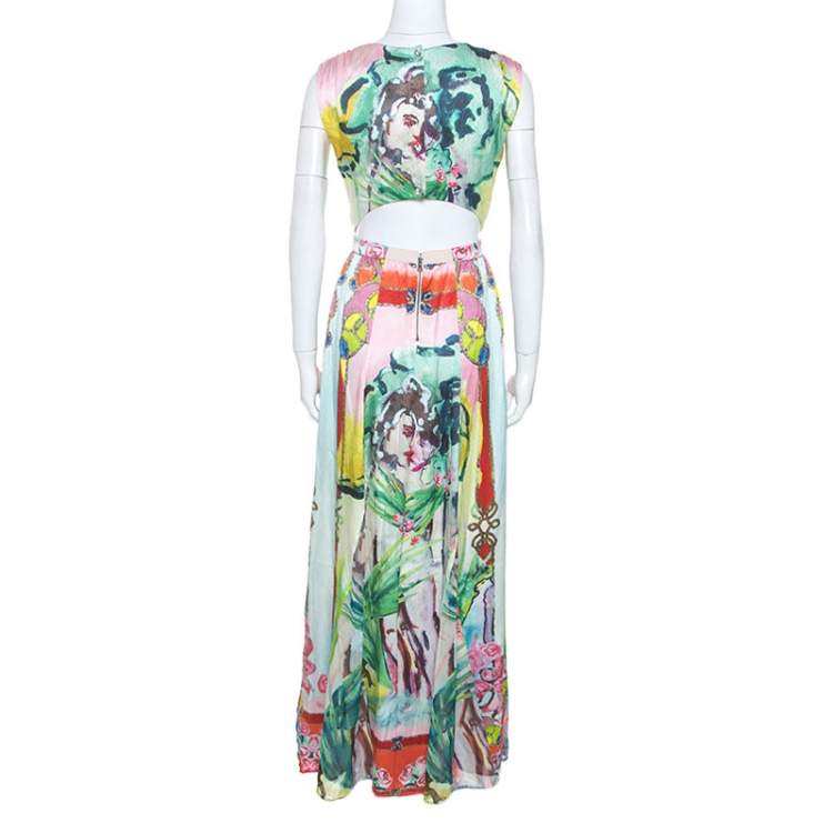 Pre Owned Alice + Olivia Multicolor Printed Silk Lola Lady Maxi Dress M