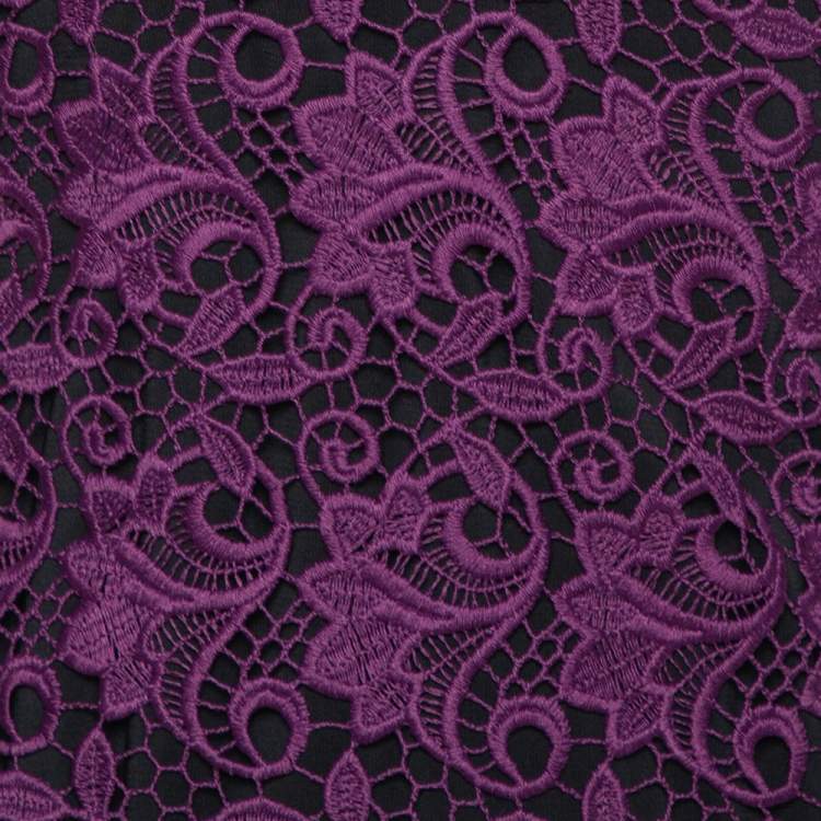 Pre Owned Alice + Olivia Purple Floral Guipure Lace Sleeveless Preslee Dress M