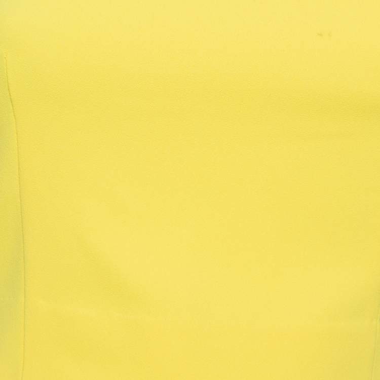 Pre Owned Alice + Olivia Yellow Crepe Lace Trim Detail Sleeveless Poppy Crop Top XS