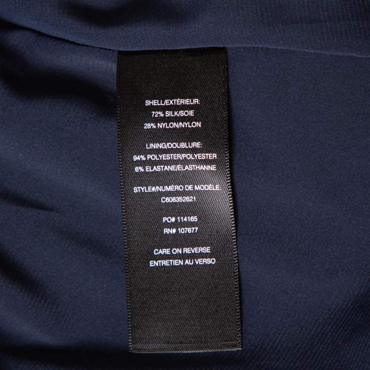 Pre Owned Alice + Olivia Navy Blue Silk Jacquard Pleated Katz Maxi Skirt M  