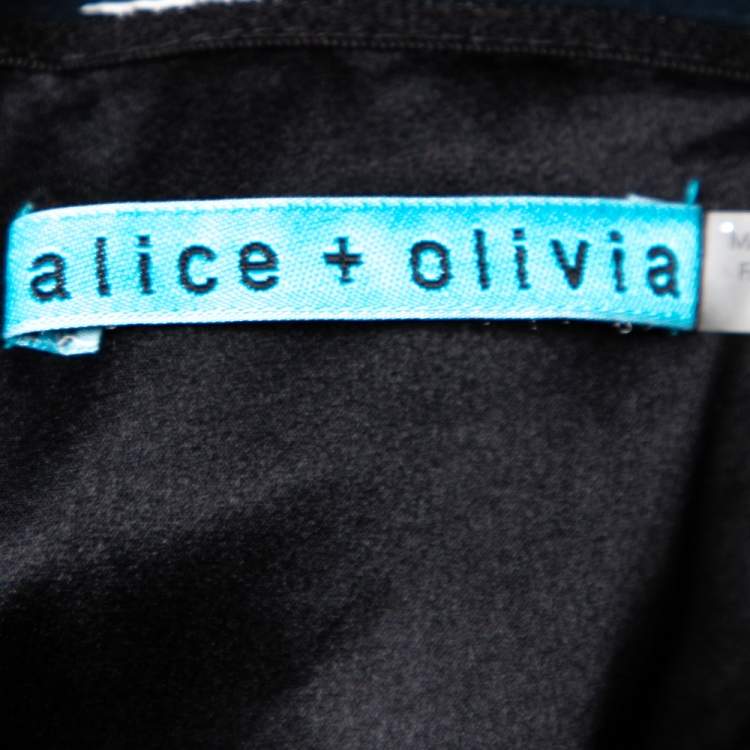 Pre Owned Alice + Olivia Black Sequin Embellished Bustier May Top M