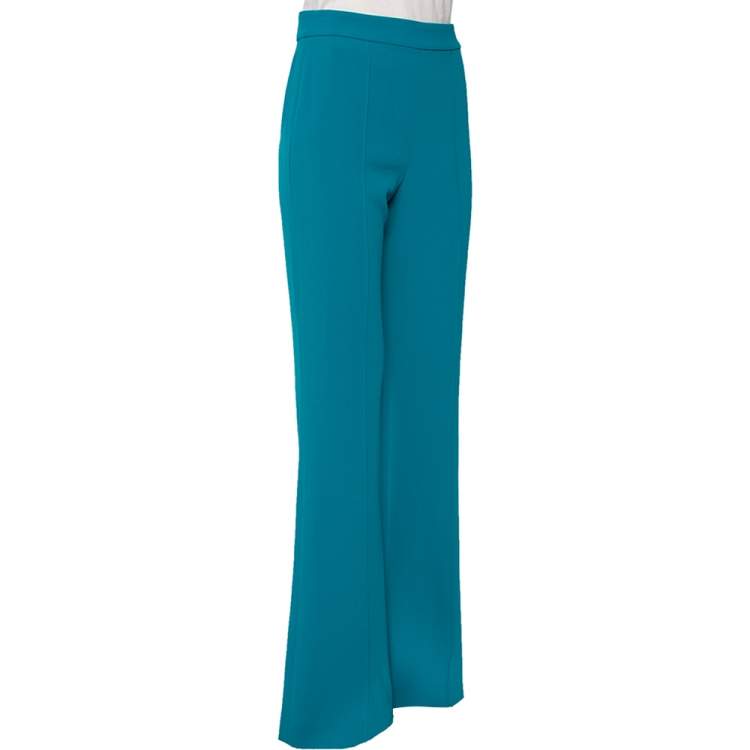 Pre Owned Alice + Olivia Teal Green Crepe Flared leg Jalisa Trousers S