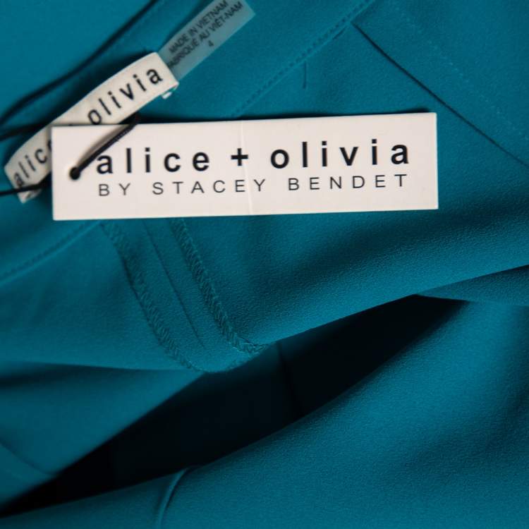Pre Owned Alice + Olivia Teal Green Crepe Flared leg Jalisa Trousers S