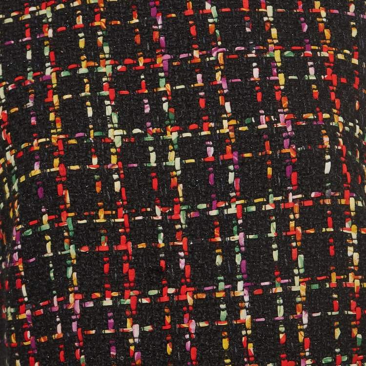 Pre Owned Alice + Olivia Multicolor Tweed Sleeveless Flounce Sonny Dress L