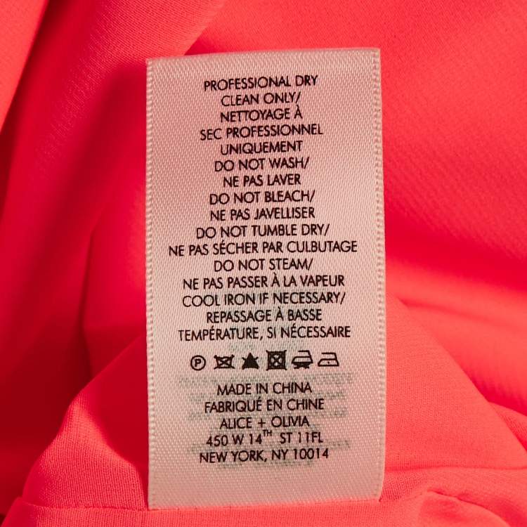 Pre Owned Alice + Olivia Neon Peach Orange Flounced Short Dress S 