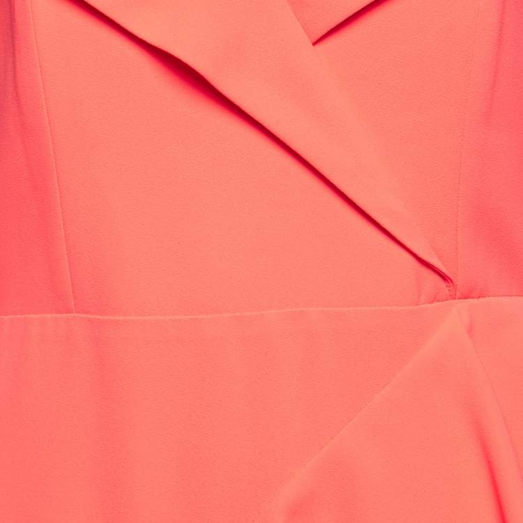 Pre Owned Alice + Olivia Neon Peach Orange Flounced Short Dress S 