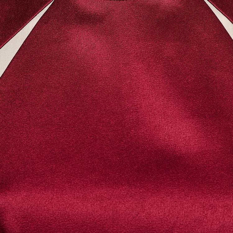 مملوكة مسبقًا Alice + Olivia Burgundy Satin High Neck Maxi Dress S