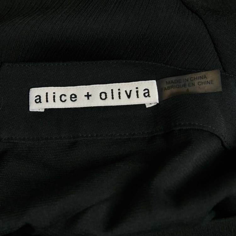 Pre Owned Alice + Olivia Black Crepe Ruffled Asymmetric Skirt S