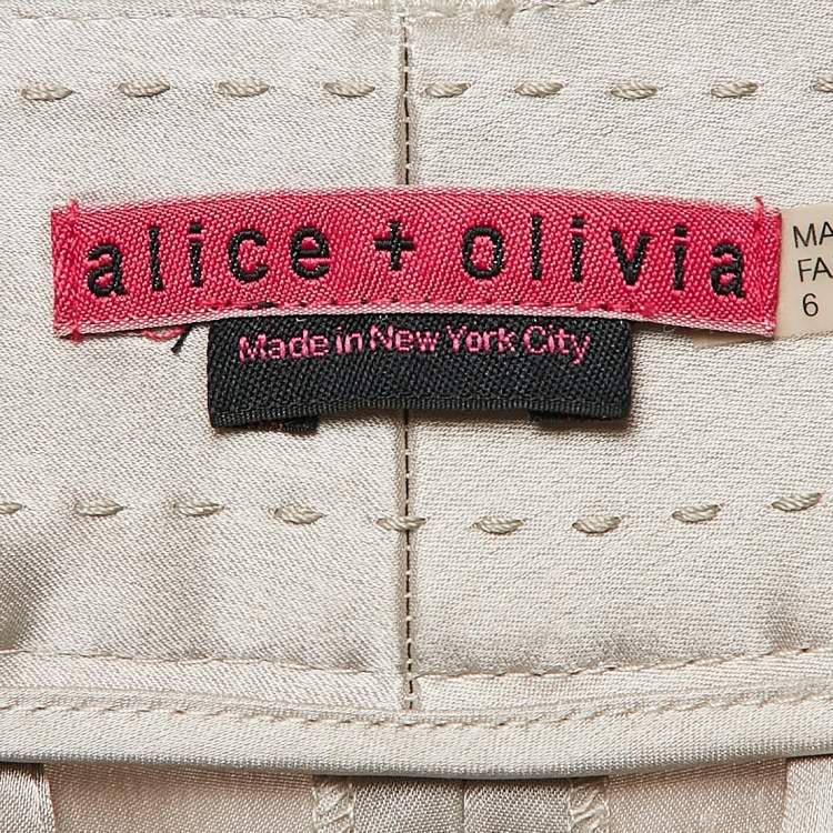 Pre Owned Alice + Olivia Off-White Satin Wide-Leg Trousers M