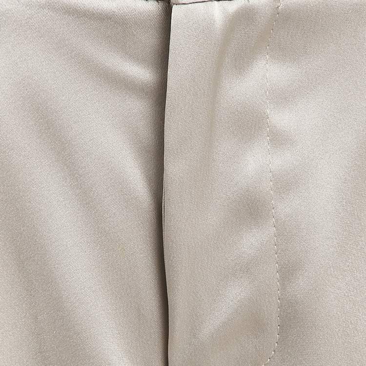 Pre Owned Alice + Olivia Off-White Satin Wide-Leg Trousers M