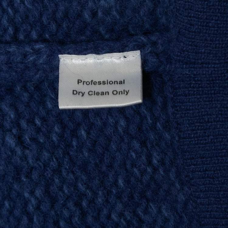 Pre Owned Alice + Olivia Blue Wool Knit Short Sleeve Sweater Coat S