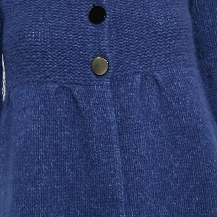 Pre Owned Alice + Olivia Blue Wool Knit Short Sleeve Sweater Coat S