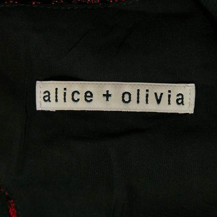 Pre Owned Alice + Olivia Red/Black Floral Patterned Knit Sleeveless Maxi Dress M