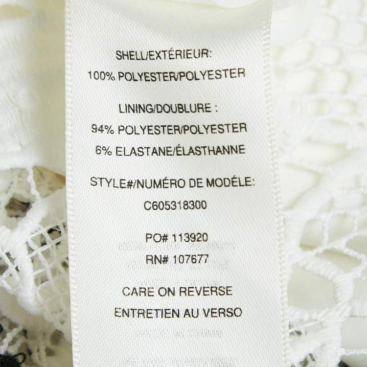 Pre Owned Alice + Olivia White Floral Pattern Lace Midi Skirt M