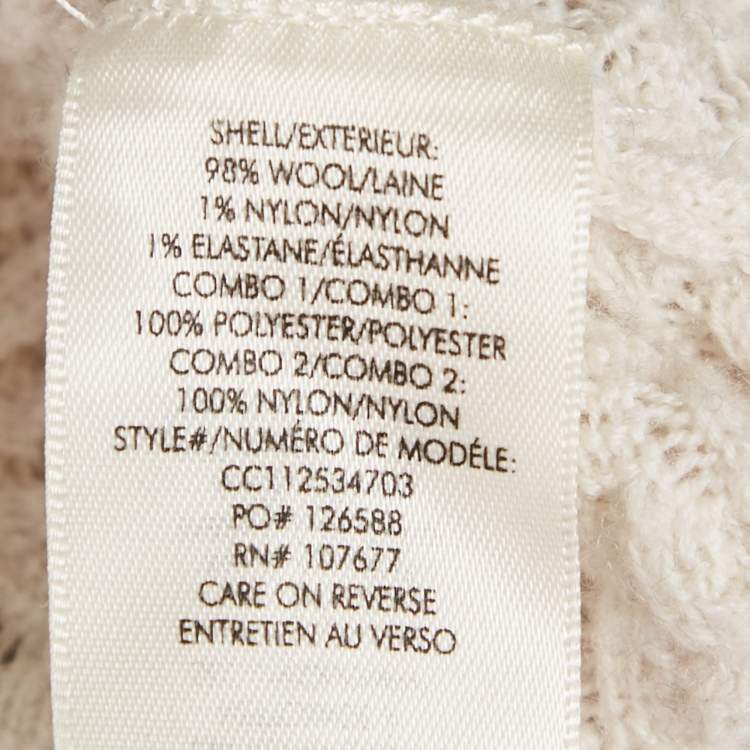 Pre Owned Alice + Olivia Ivory Wool Crochet Knit Goldie Button Front Cardigan S