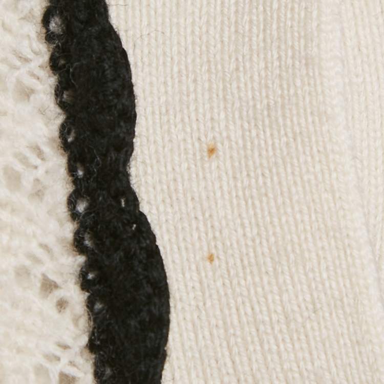 Pre Owned Alice + Olivia Ivory Wool Crochet Knit Goldie Button Front Cardigan S