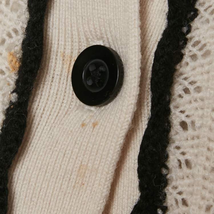 Pre Owned Alice + Olivia Ivory Wool Crochet Knit Goldie Button Front Cardigan S