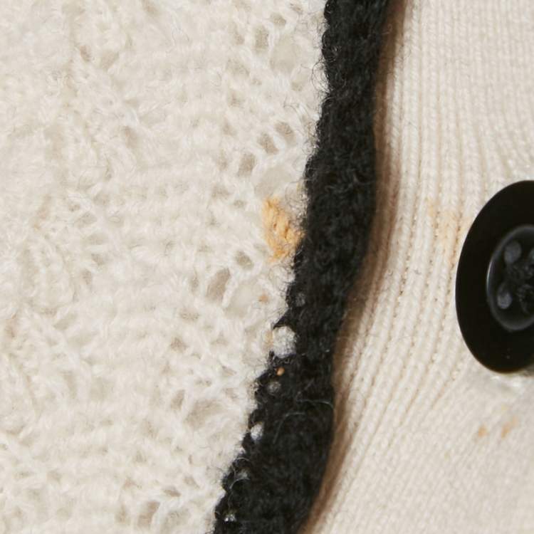 Pre Owned Alice + Olivia Ivory Wool Crochet Knit Goldie Button Front Cardigan S