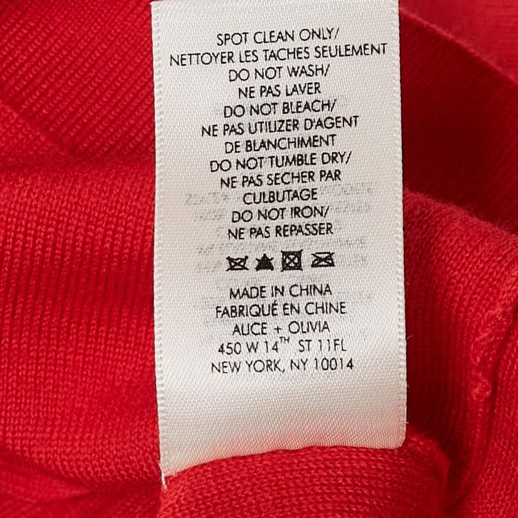 Pre Owned Alice + Olivia Red Wool Applique Detail Gleeson Jumper L