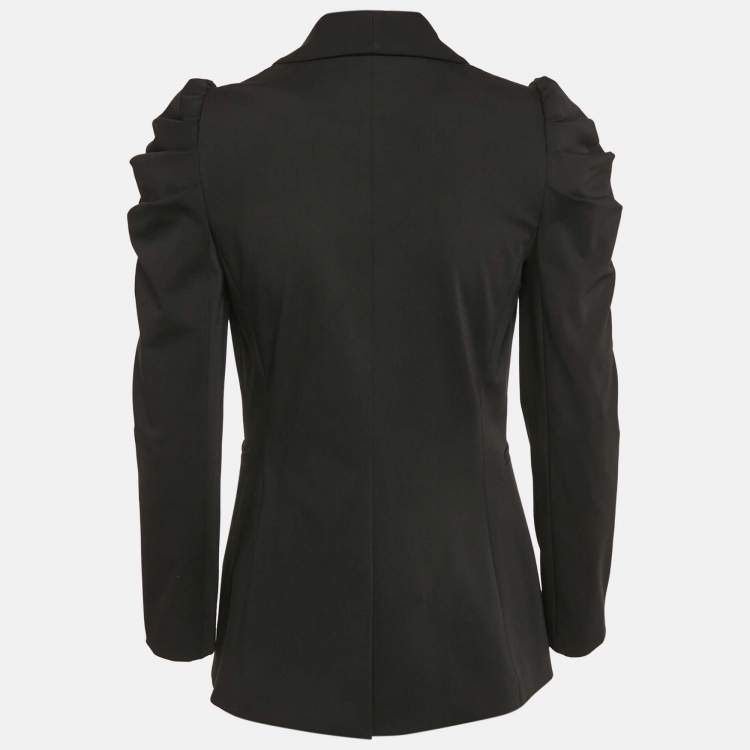 Pre Owned Alice + Olivia Black Crepe Puff Sleeve Single Breasted Blazer M