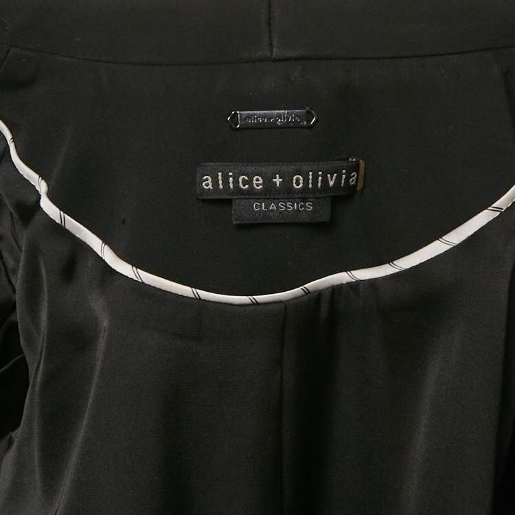 Pre Owned Alice + Olivia Black Crepe Puff Sleeve Single Breasted Blazer M