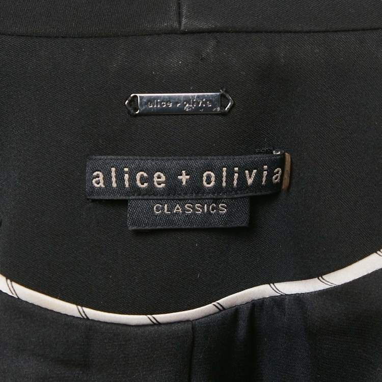 Pre Owned Alice + Olivia Black Crepe Puff Sleeve Single Breasted Blazer M