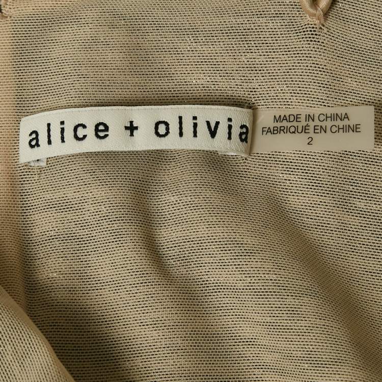 Pre Owned Alice + Olivia Gold Lurex Knit Sleeveless Mini Dress S