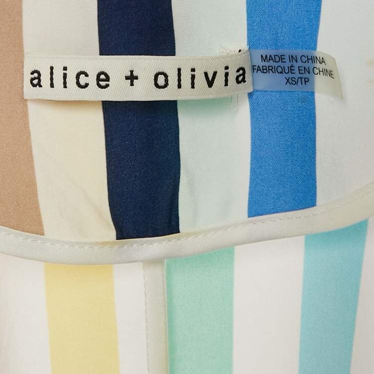 Pre Owned Alice + Olivia Multicolor Kylie Rainbow Stripe Cupro Shawl Collar Jacket XS