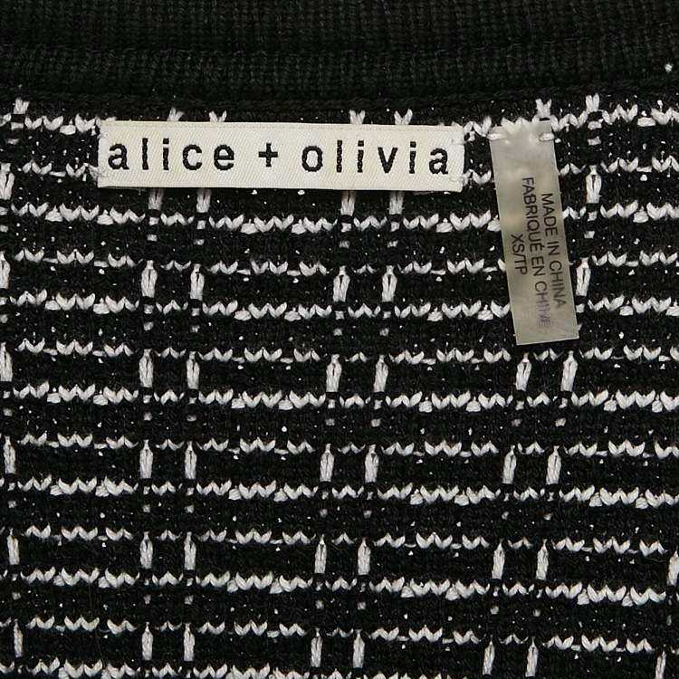 Pre Owned Alice + Olivia Black Georgia Embellished Tweed Jacket XS