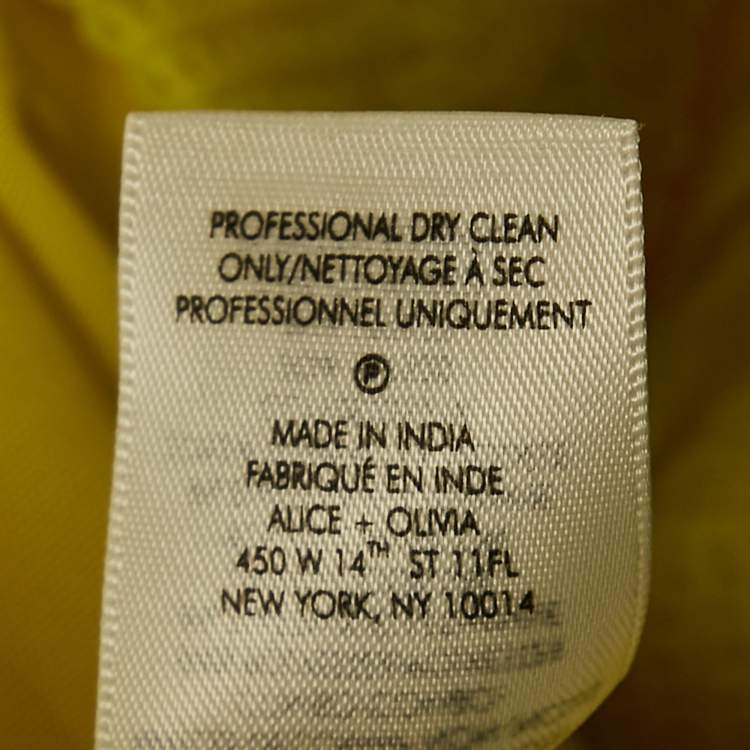 Pre Owned Alice + Olivia Yellow Sequin Embellished Stretch Mesh Mini Dress M
