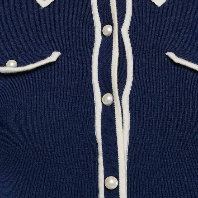 Pre Owned Alice + Olivia Blue Wool Blend Cardigan Button Front M