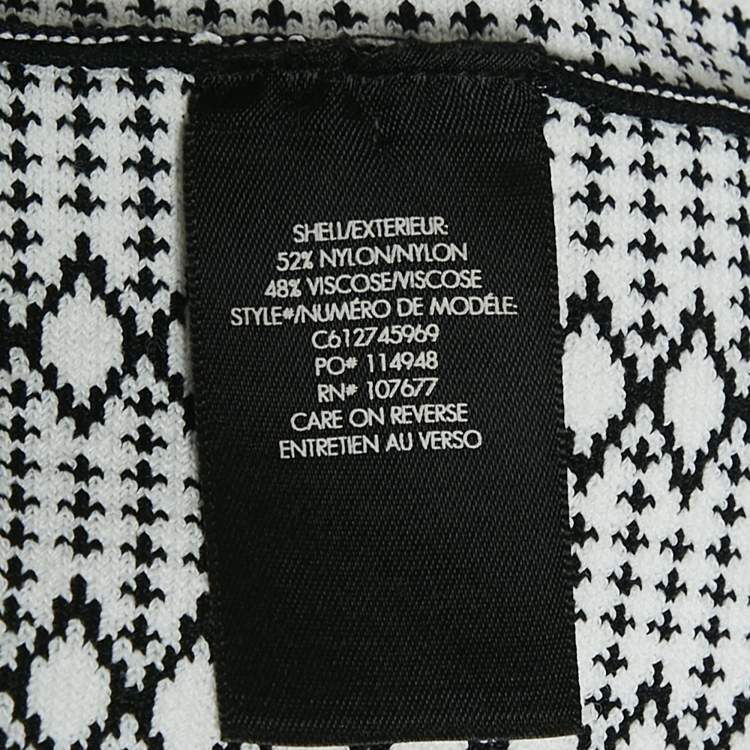 Pre Owned Alice + Olivia Black/White Patterned Stretch Knit Flared Mini Dress S