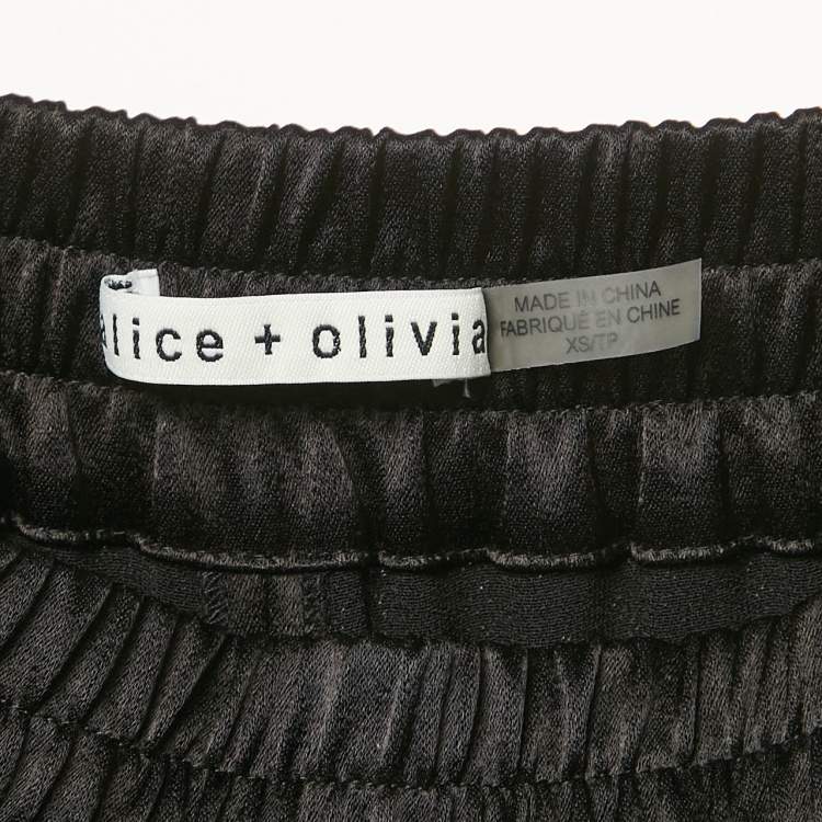 Pre Owned Alice + Olivia Black Satin Joggers XS