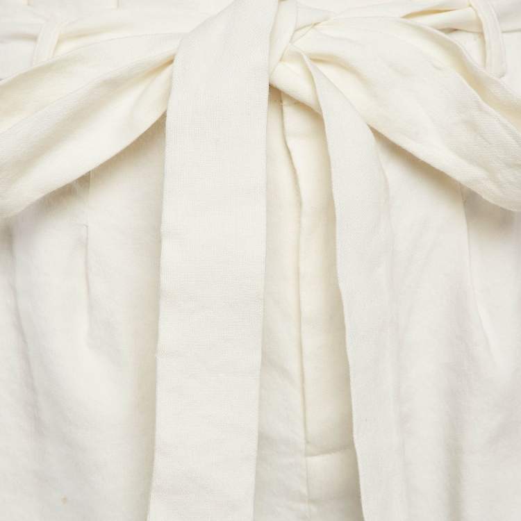 Pre Owned Alice + Olivia Off White Linen Blend Pleated Shorts S