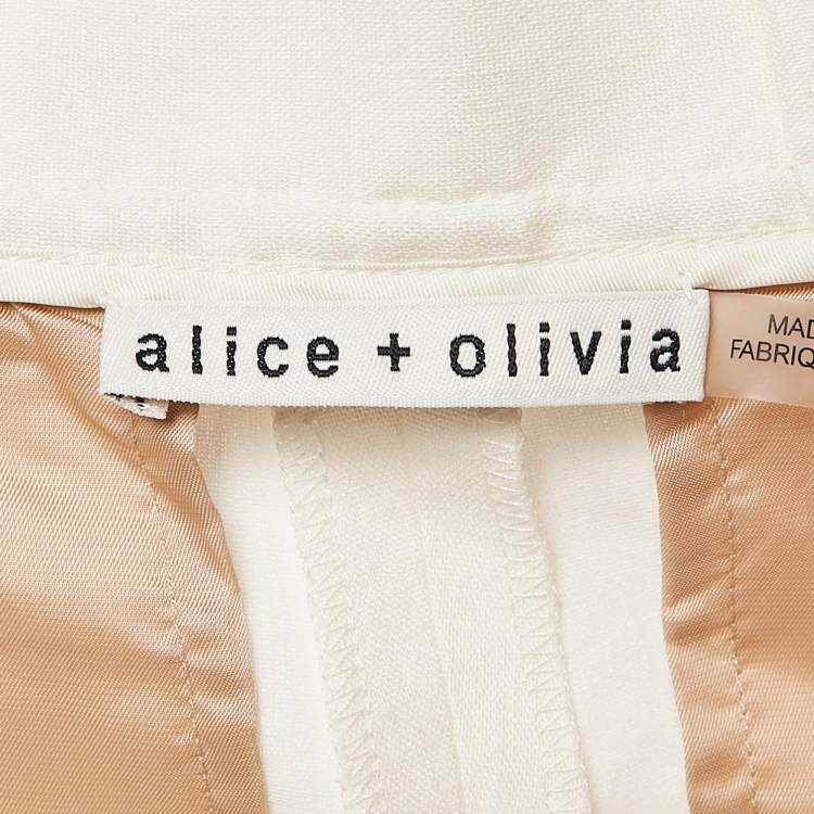 Pre Owned Alice + Olivia Off White Linen Blend Pleated Shorts S