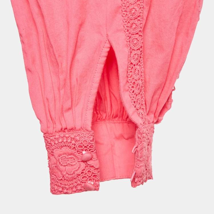 Pre Owned Alice + Olivia Pink Lace Trim Cotton Mini Dress S