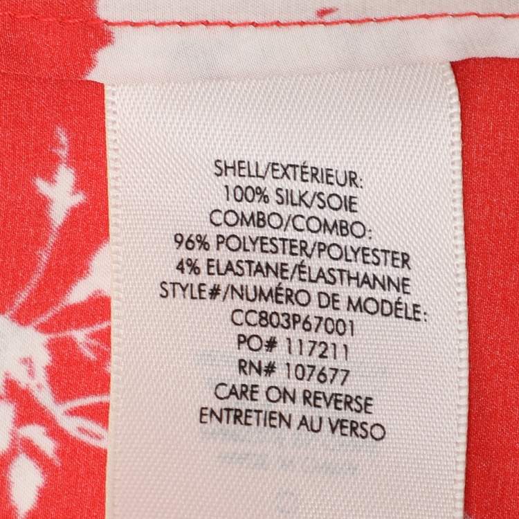 Pre Owned Alice + Olivia Red/White Floral Print Silk Top M