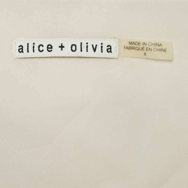 Pre Owned Alice + Olivia Black Embroidered Tulle One-Shoulder Mini Morganne Dress M