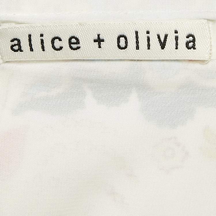 Pre Owned Alice + Olivia White Floral Print Smocked Long Dress M